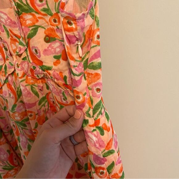 Banjanan Pink Peach Cotton Floral Mini Dress Medium - Picture 8 of 15